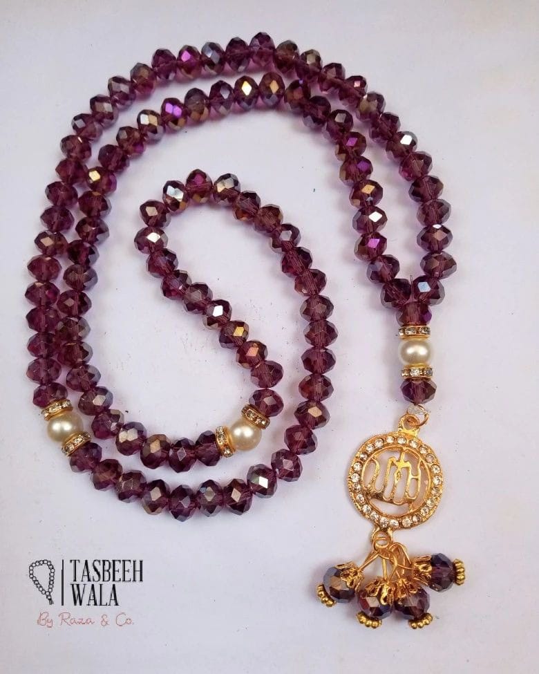 Crystal Allah Round Pandent Tasbeeh - Tasbeeh Wala