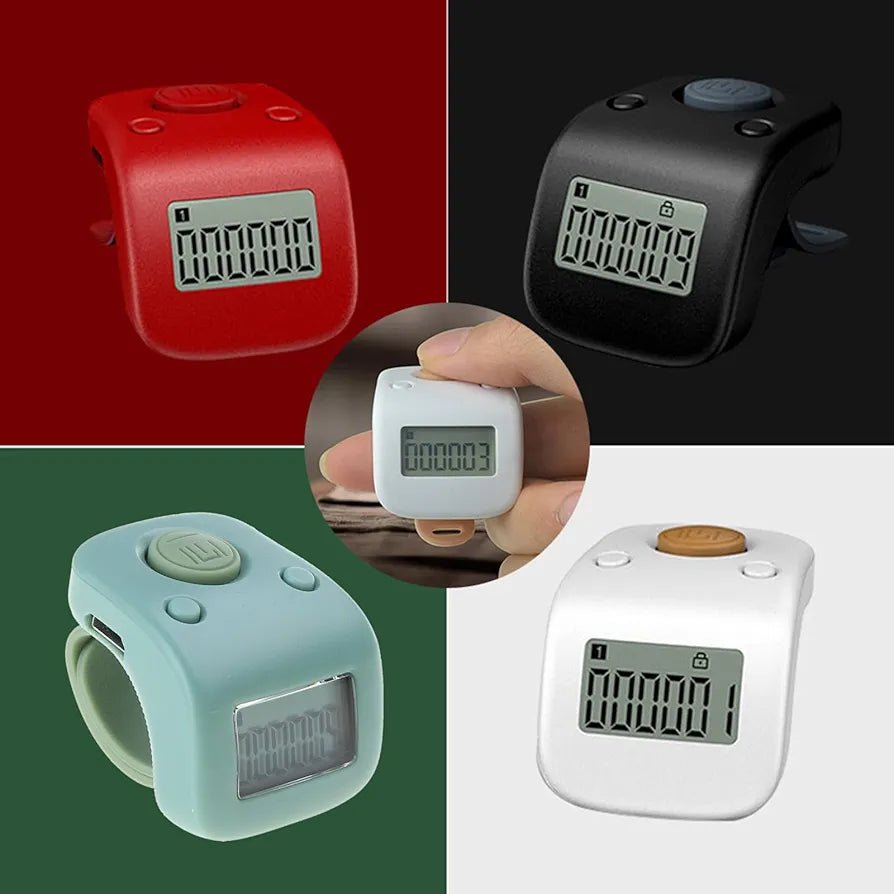 Digital Finger Tally Counter 6 Channels Backlight Time Prayer Silicone Ring Rechargable Tasbeeh Counter - Tasbeeh Wala