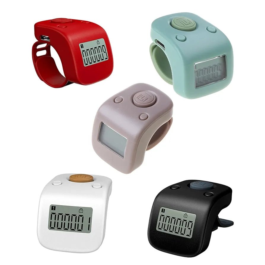Digital Finger Tally Counter 6 Channels Backlight Time Prayer Silicone Ring Rechargable Tasbeeh Counter - Tasbeeh Wala