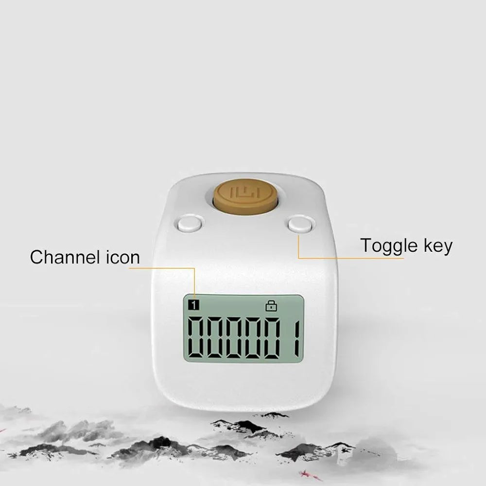 Digital Finger Tally Counter 6 Channels Backlight Time Prayer Silicone Ring Rechargable Tasbeeh Counter - Tasbeeh Wala