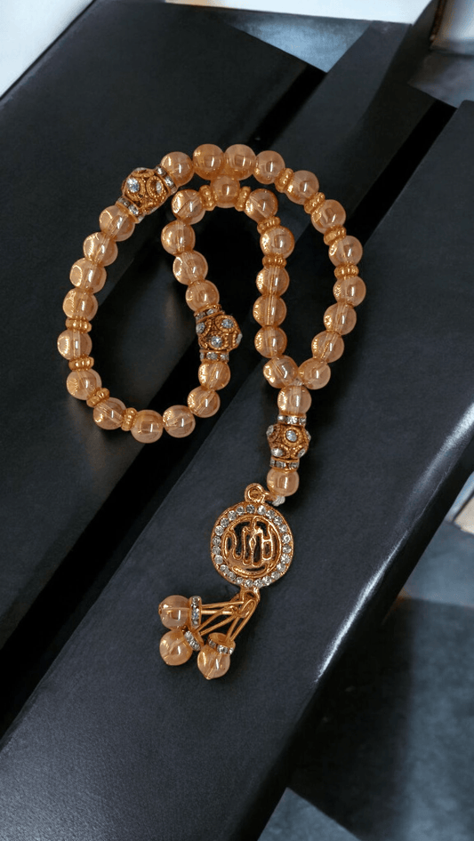 Fancy Crystal Royal Beads Tasbeeh with Allah Pendant – 33 beads