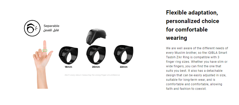 Zikr ring flex with three interchangeable sizes 18mm 20mm 22mm
