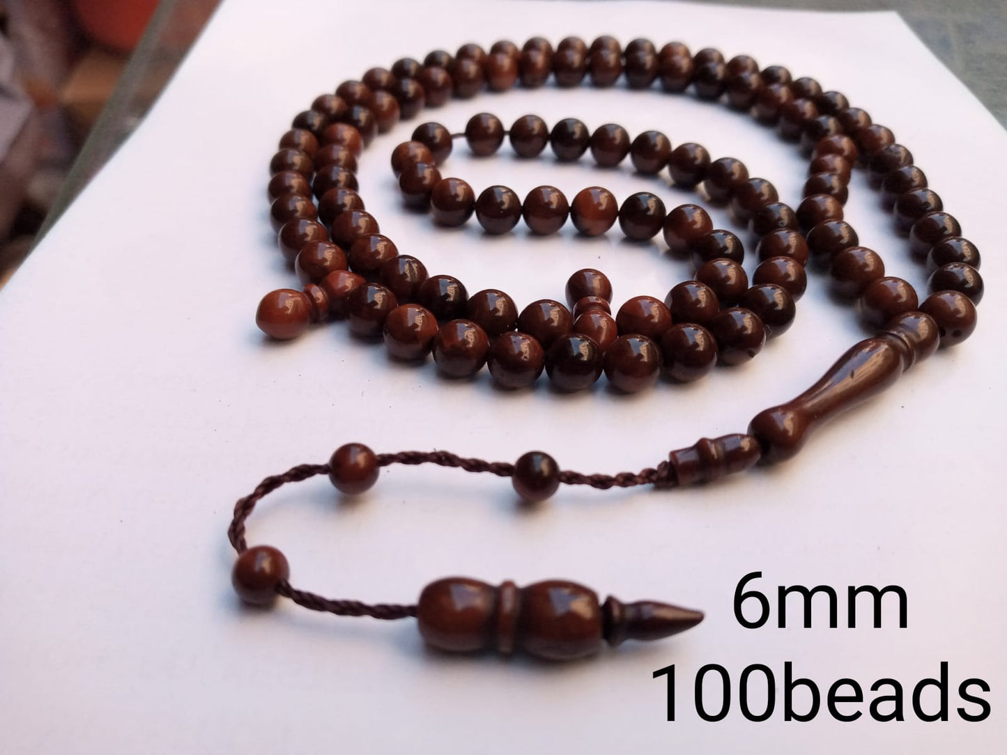Koka Wood Tasbih – 100 Beads (6mm) | Premium Wooden Prayer Beads for Zikr - Tasbeeh Wala