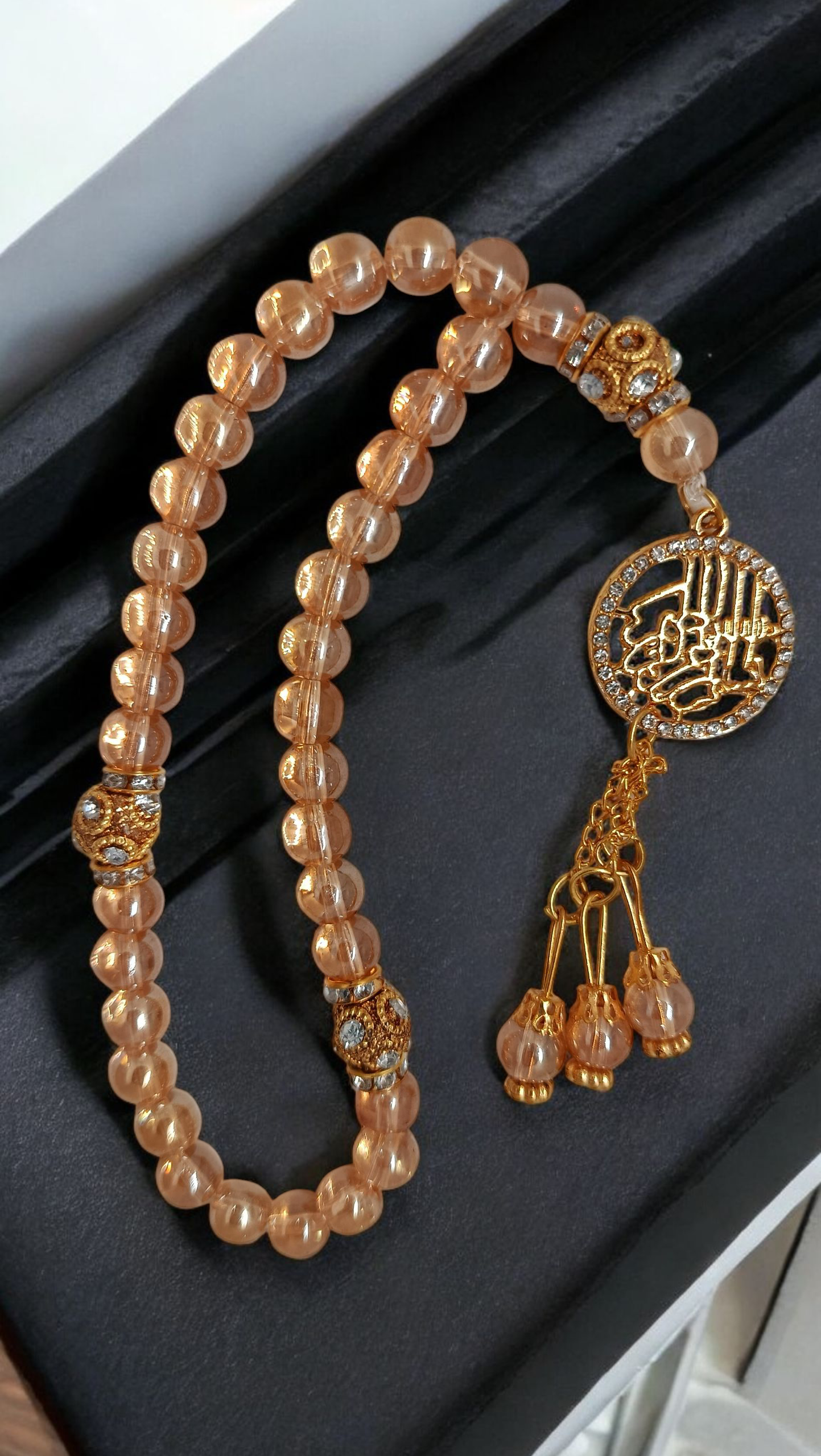 Crystal Royal Beads Tasbeeh with Allah Pendant – 33 Beads