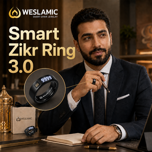 Weslamic iTasbih Peace 1 Black – Smart Tasbih Ring Vibration Alert Pakistan | TasbeehWala