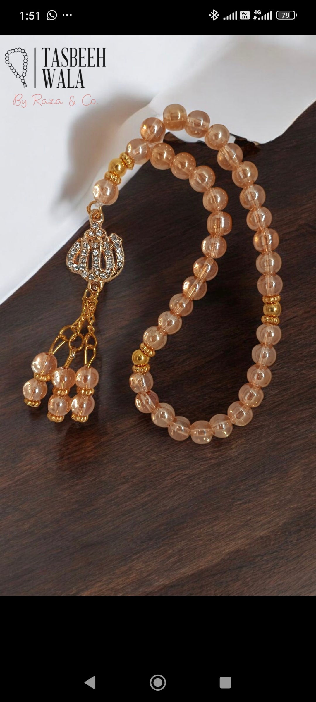 Crystal Royal Beads Tasbeeh with Allah Pendant – 33 Beads