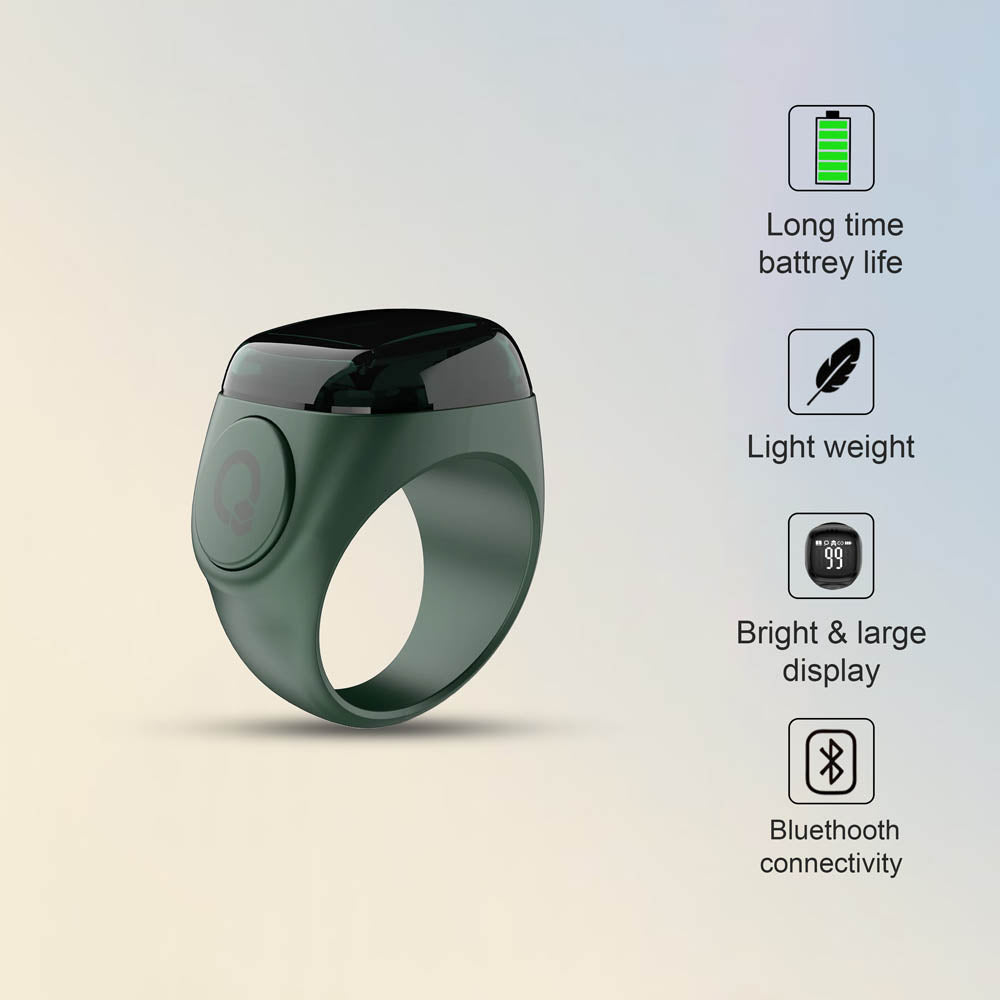 Dhikr smart ring with prayer time and zikr count display