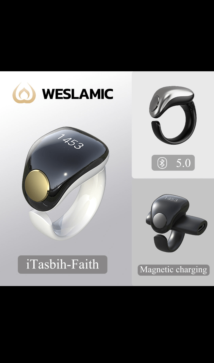 Zikr Ring Smart Tasbeeh Counter 丨Weslamic iTasbih Ring - Faith (5 Sizes in One) - Tasbeeh Wala