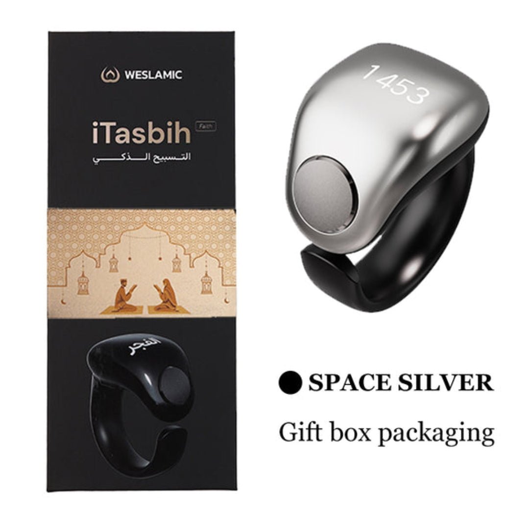 Weslamic iTasbih Ring OLED Display – Silver Color
