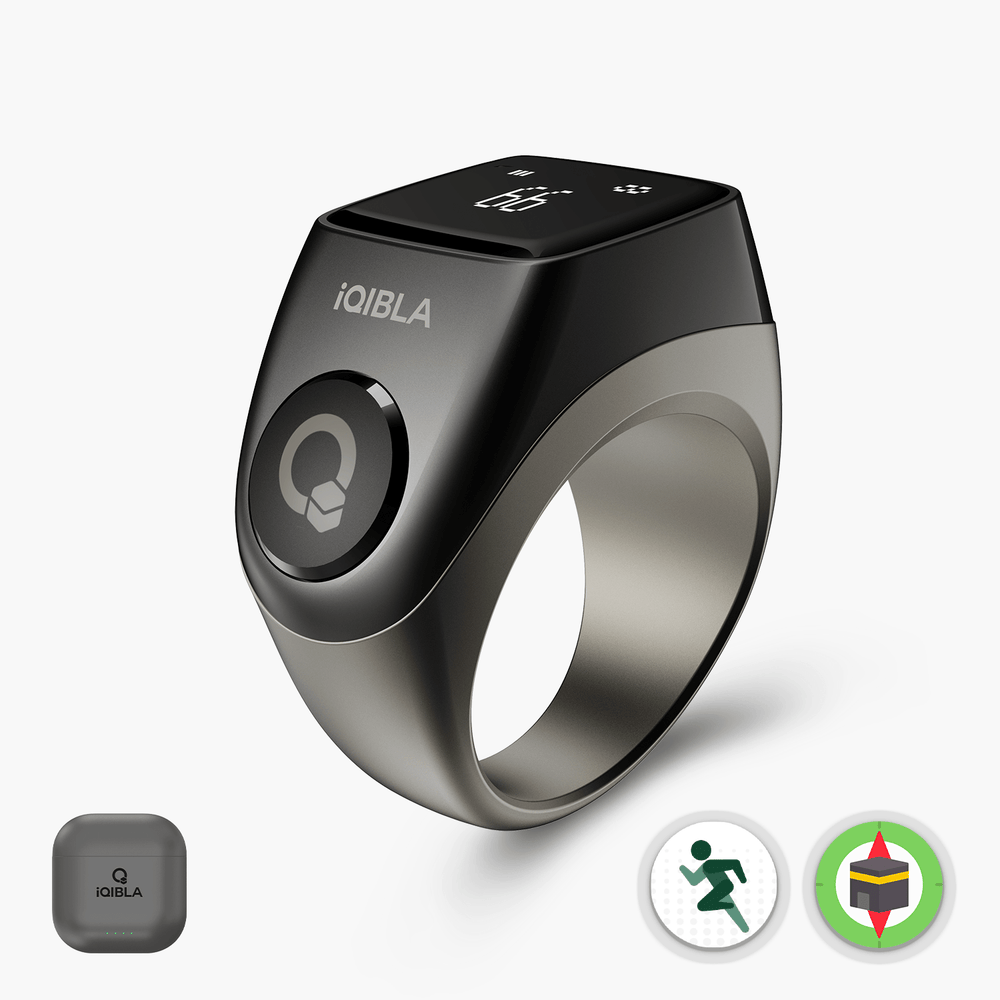 iQIBLA Zikr Jood 3 | World's First 3rd Gen Smart Tasbih Ring | Built-in Qibla | 9 Dhikr Channels