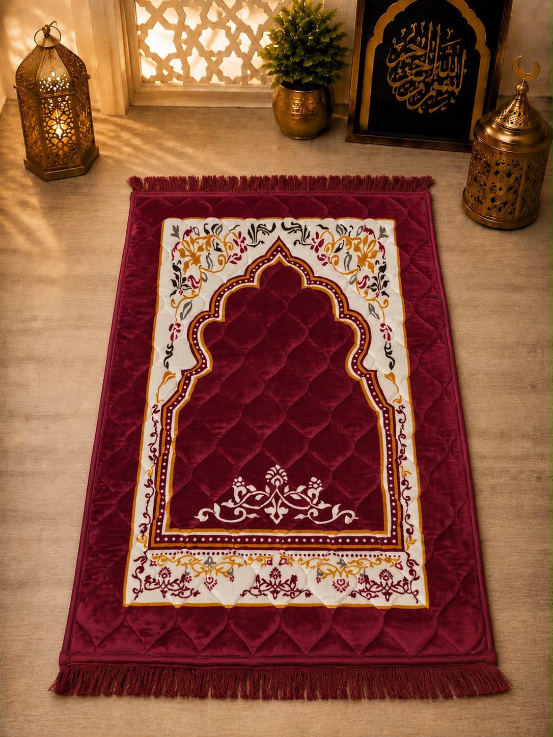 Al-Barka Foam Padded Janamaz | Prayer Mat | 80x120cm| Premium Quality - Tasbeeh WalaIslamic products