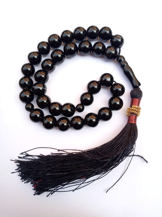Black Aqeeq stone tasbeeh - Tasbeeh Wala