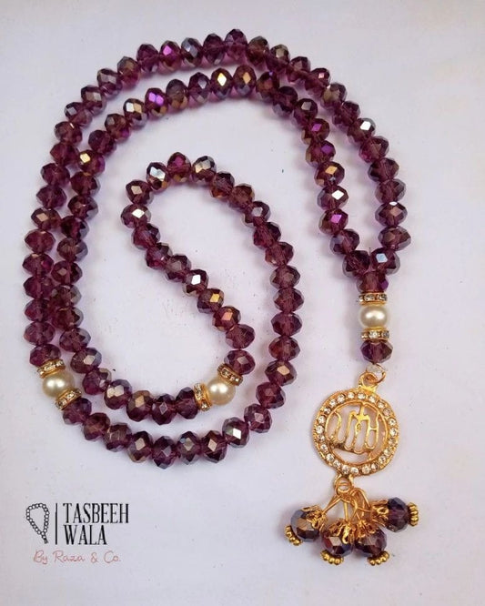 Crystal Allah Round Pandent Tasbeeh - Tasbeeh Wala