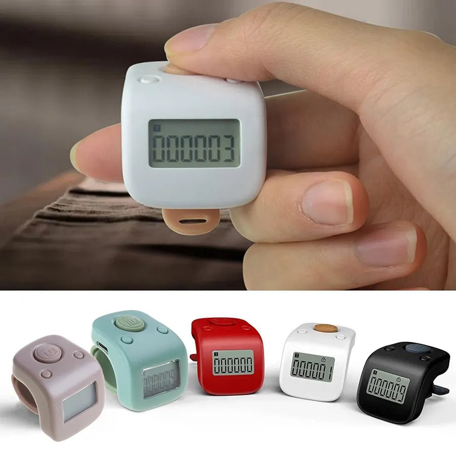 Digital Finger Tally Counter 6 Channels Backlight Time Prayer Silicone Ring Rechargable Tasbeeh Counter - Tasbeeh Wala