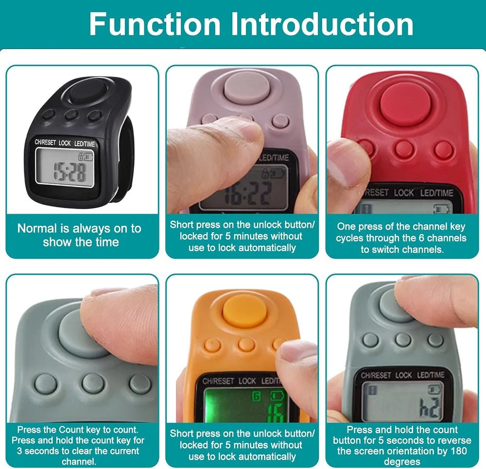 Digital Tasbeeh Counter | 6 Channels | Large Display | LED Light Option | Fast Charging | Pakistan - Tasbeeh WalaIslamic products
