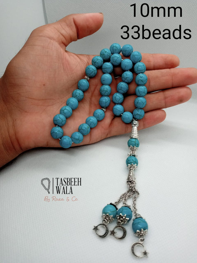 Feroza stone tasbeeh 10mm 33 beads for zikr and prayer