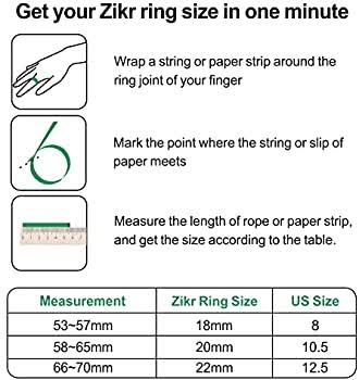 Smart tasbih ring Noor size measurement guide