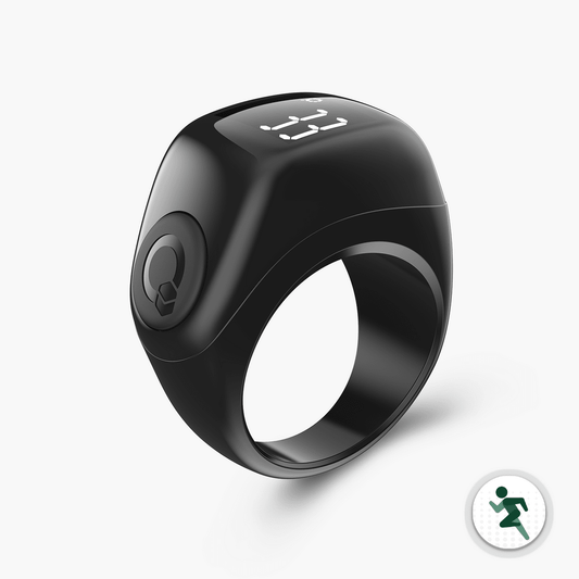 Iqibla Zikr Ring Jood Lite Black – Smart Tasbih Counter Pakistan | TasbeehWala