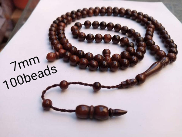 "Koka wood tasbih 100 beads 6mm – Islamic prayer beads Pakistan"