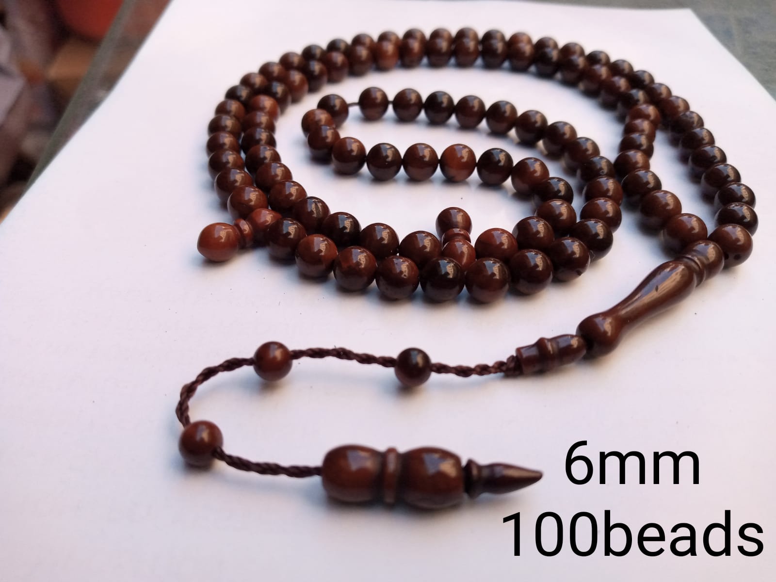 Koka Wood Tasbih – 100 Beads (6mm) | Premium Wooden Prayer Beads for Zikr - Tasbeeh Wala
