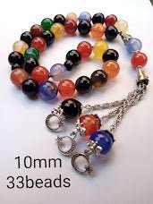 Multi Aqeeq Stone Tasbeeh 33 Beads – Prayer Beads Pakistan