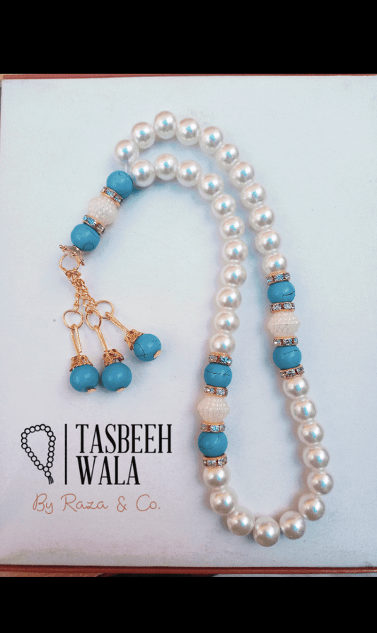 Pearls Fancy Tasbeeh | 33 Dana | 8mm Beads | Premium Pearl Glass Tasbeeh - Tasbeeh WalaIslamic products