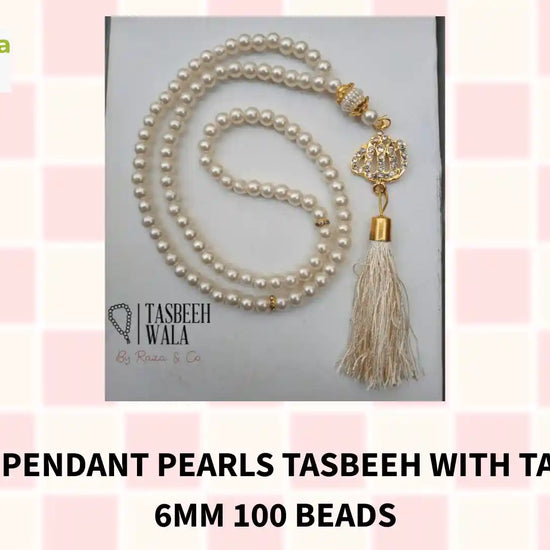 Allah Pendant Pearls Tasbeeh with Tassel &ndash; 6mm 100 Beads by@Outfy