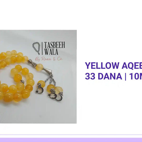 Yellow Aqeeq Tasbeeh | 33 Dana | 10mm Beads by@Outfy