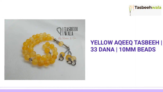Yellow Aqeeq Tasbeeh | 33 Dana | 10mm Beads by@Outfy