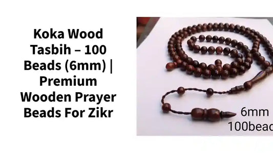 Koka Wood Tasbih &ndash; 100 Beads (6mm) | Premium Wooden Prayer Beads for Zikr by@Outfy
