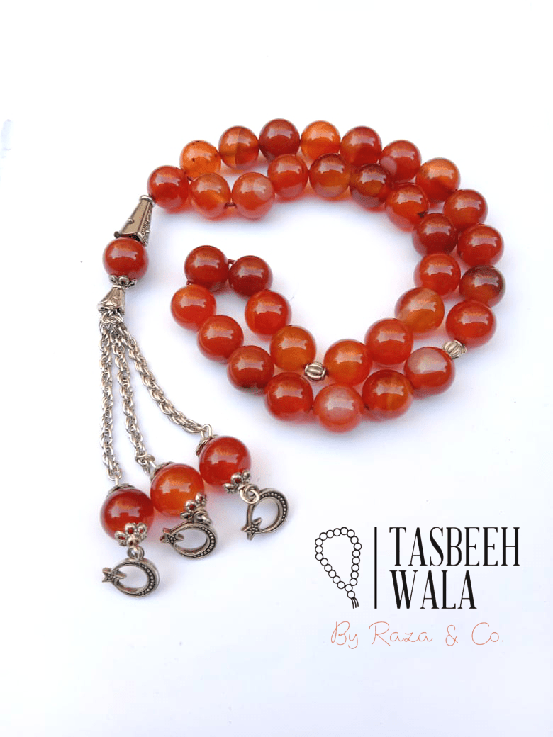 Tasbeeh Wala red aqeeq stone tasbeeh 33 beads Islamic prayer beads