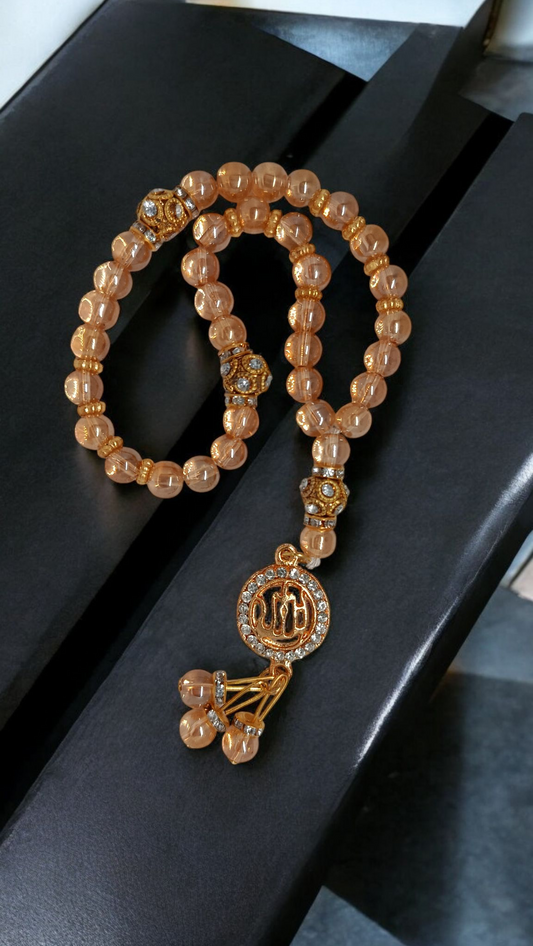 Crystal Royal Beads Tasbeeh with Allah Pendant – 33 Beads