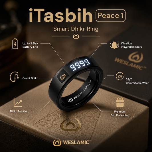 Weslamic iTasbih Peace 1 Rose Gold – Smart Zikr Ring 3.0 Vibration Pakistan | TasbeehWala