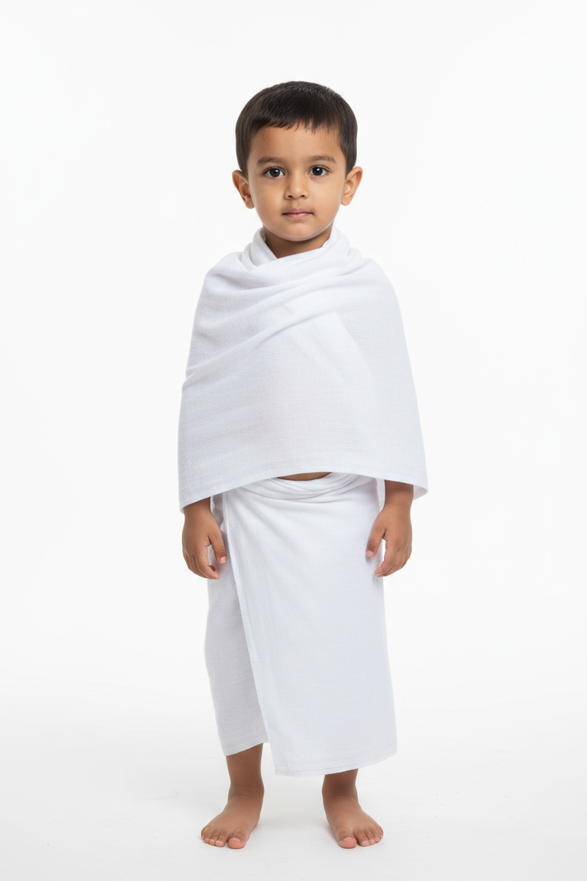 Kids Ahram | Terry Cotton | 4 Sizes | Boys Hajj Umrah Ihram | Pakistan