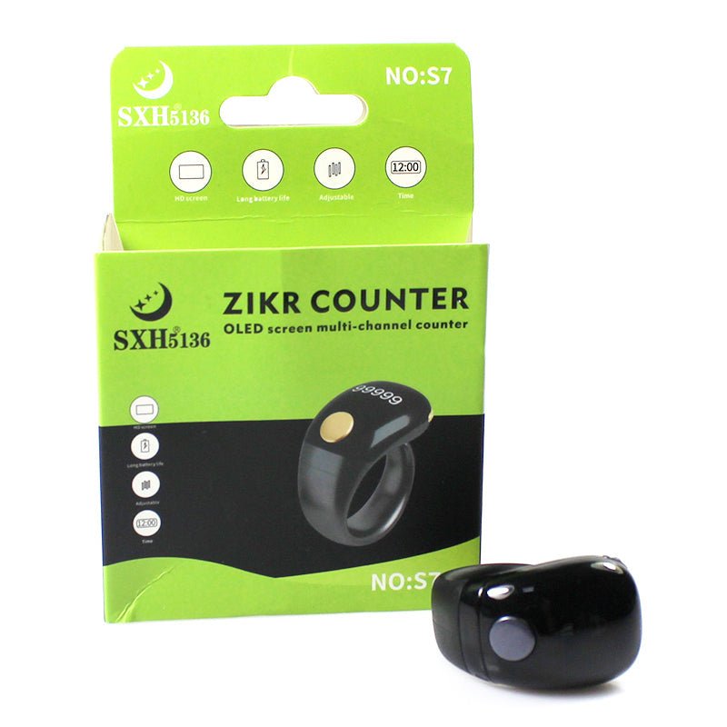 SXH S7 digital zikr counter ring packaging with accessories