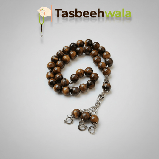Tiger Eye Stone Tasbeeh | 33 Beads | Premium Islamic Prayer Beads - Tasbeeh WalaIslamic products