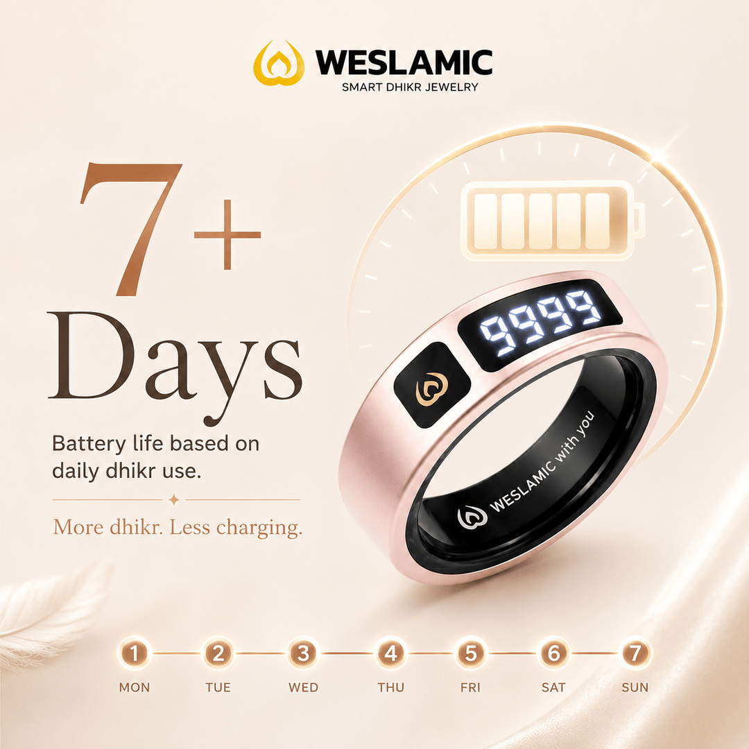 Weslamic iTasbih Peace 1 | Smart Zikr Ring 3.0 | Vibration Alert | Rose Gold & Black - Tasbeeh WalaIslamic products