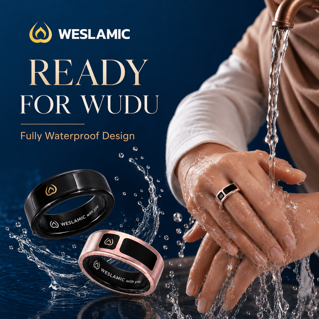 Weslamic iTasbih Peace 1 | Smart Zikr Ring 3.0 | Vibration Alert | Rose Gold & Black - Tasbeeh WalaIslamic products