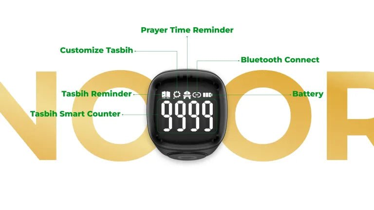 Zikr Ring Noor : The Light of Your Daily Remembrance | IQibla Smart Tasbih - Tasbeeh Wala