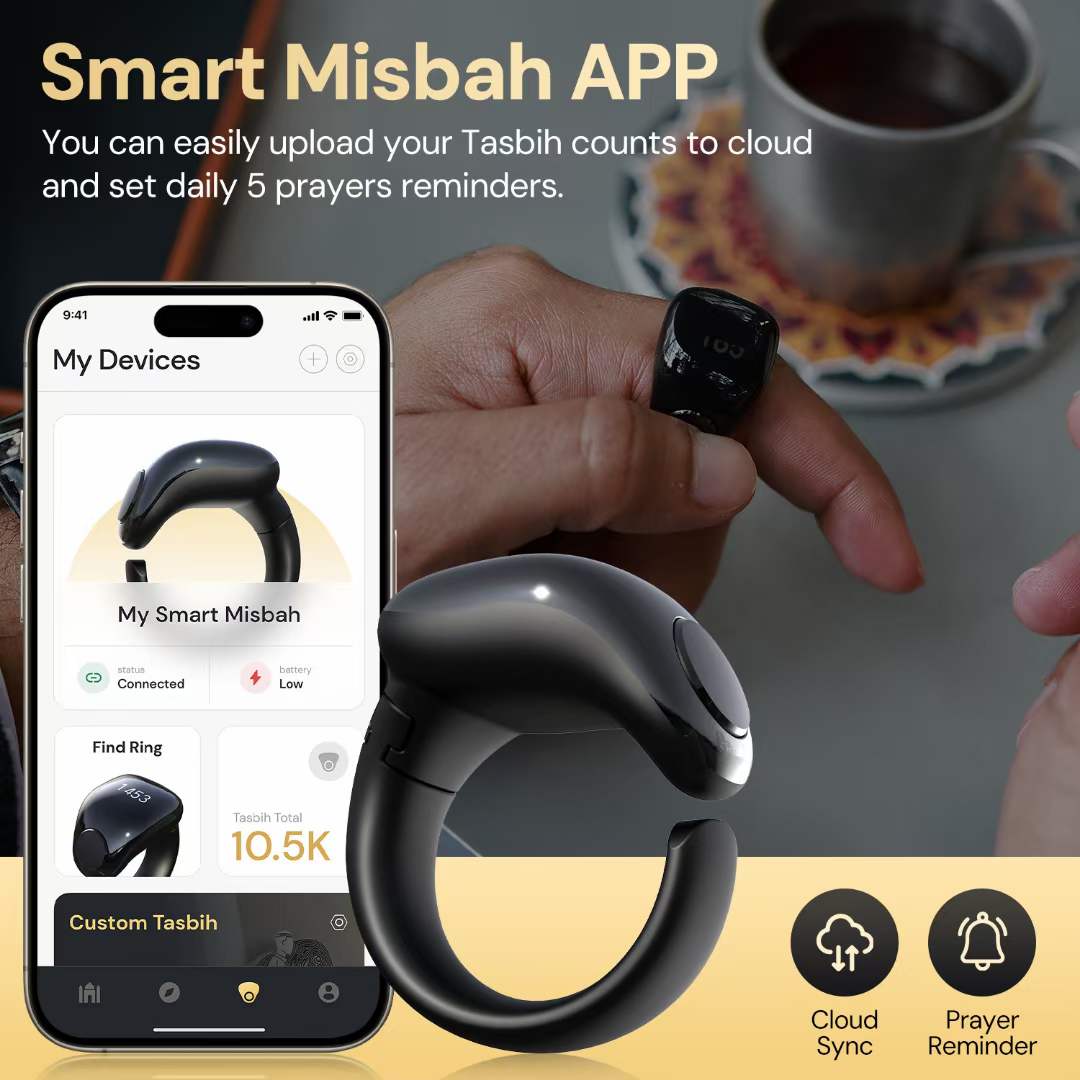 Zikr Ring Smart Tasbeeh Counter 丨Weslamic iTasbih Ring - Faith (5 Sizes in One) - Tasbeeh Wala