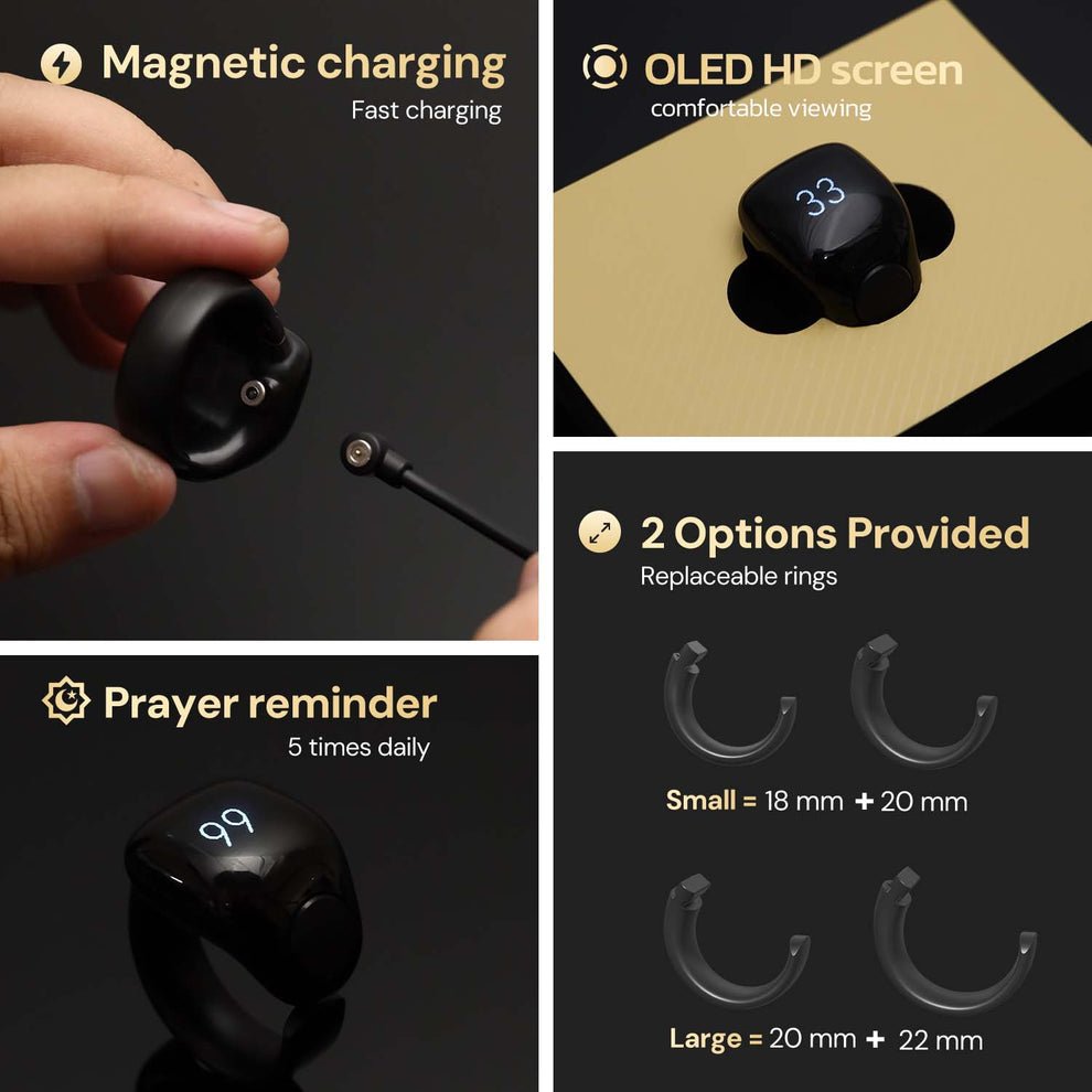 Zikr Ring Smart Tasbeeh Counter 丨Weslamic iTasbih Ring - Salam (2 Sizes in One) - Tasbeeh Wala