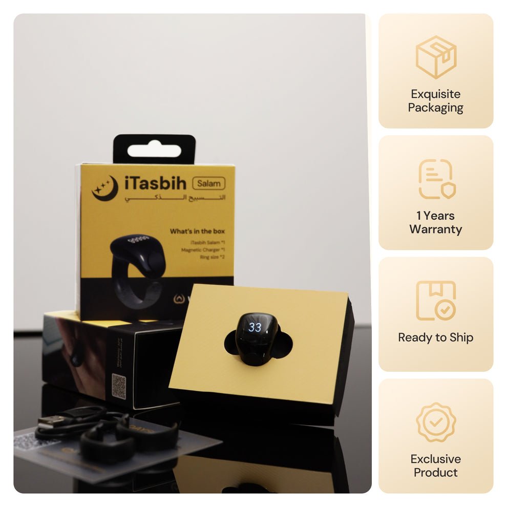 Zikr Ring Smart Tasbeeh Counter 丨Weslamic iTasbih Ring - Salam (2 Sizes in One) - Tasbeeh Wala