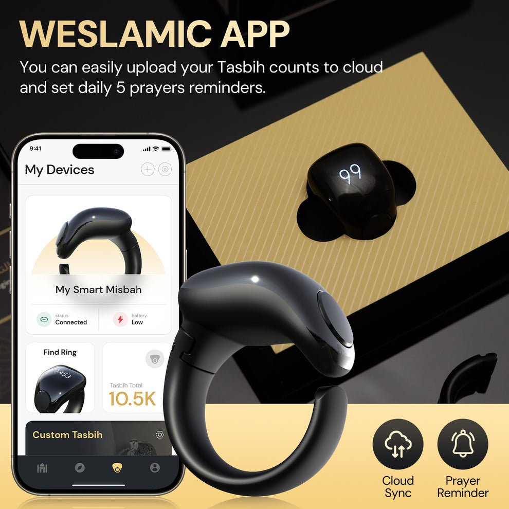 Zikr Ring Smart Tasbeeh Counter 丨Weslamic iTasbih Ring - Salam (2 Sizes in One) - Tasbeeh Wala